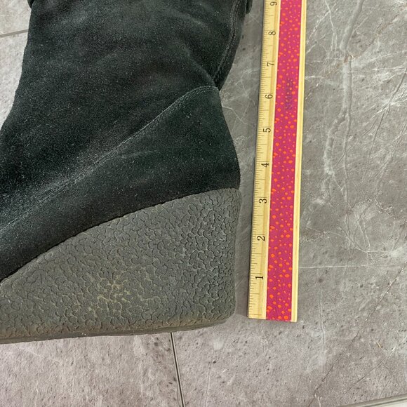 Soho Lab by Skechers Boots Womens 9 Y2K Black Suede Leather Knee High Wedge - Picture 7 of 12